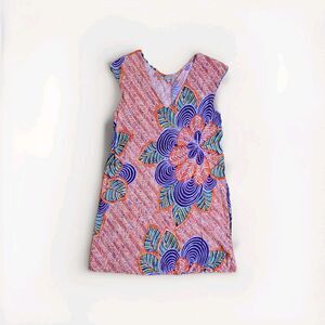 Jams World Size XL Passion Floral Hawaiian V-Neck Cap Sleeve Multicolor Dress